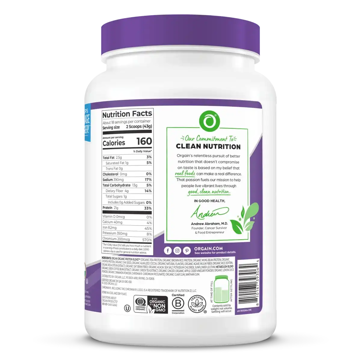 Organic Protein Powder + Metabolism Blend Creamy Chocolate Fudge