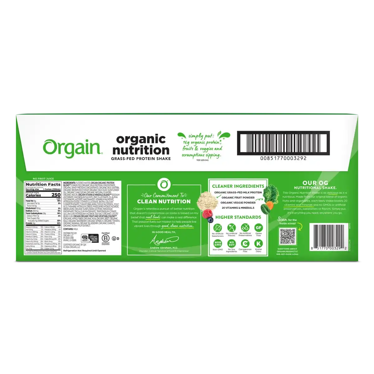 Organic Nutrition Shake - Sweet Vanilla Bean