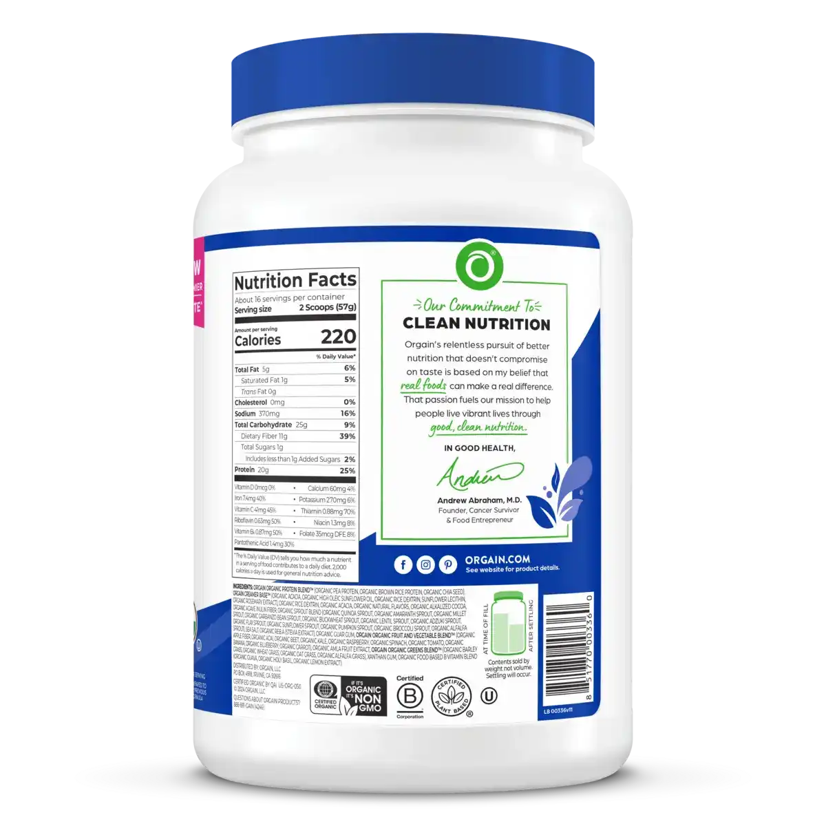 Organic Meal Powder - Creamy Chocolate Fudge