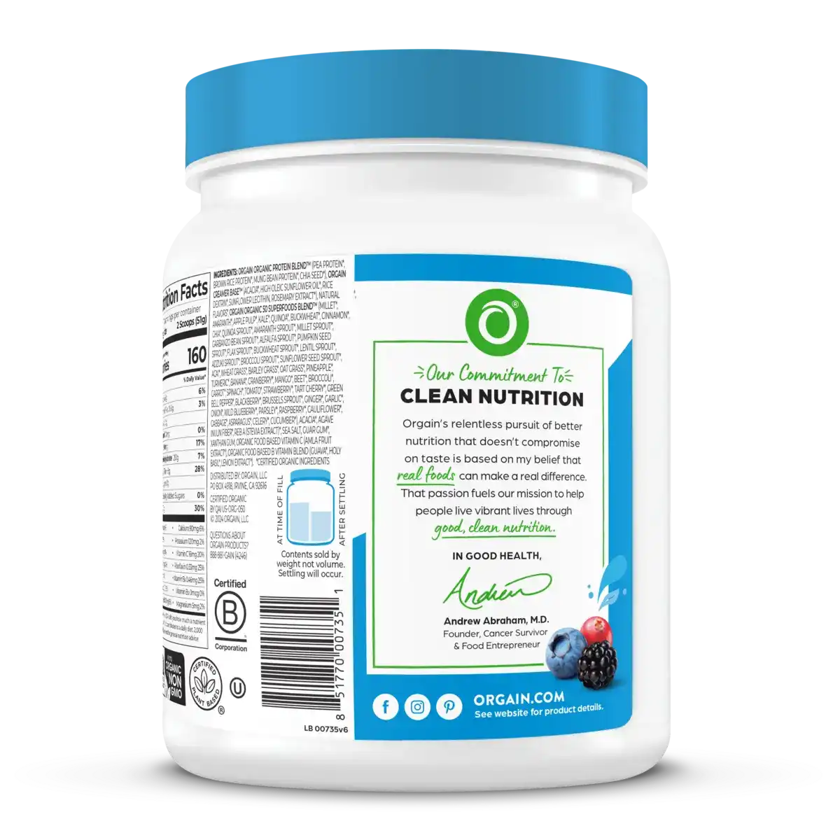 Organic Protein™ & Superfoods Plant Based Protein Powder - Vanilla bean