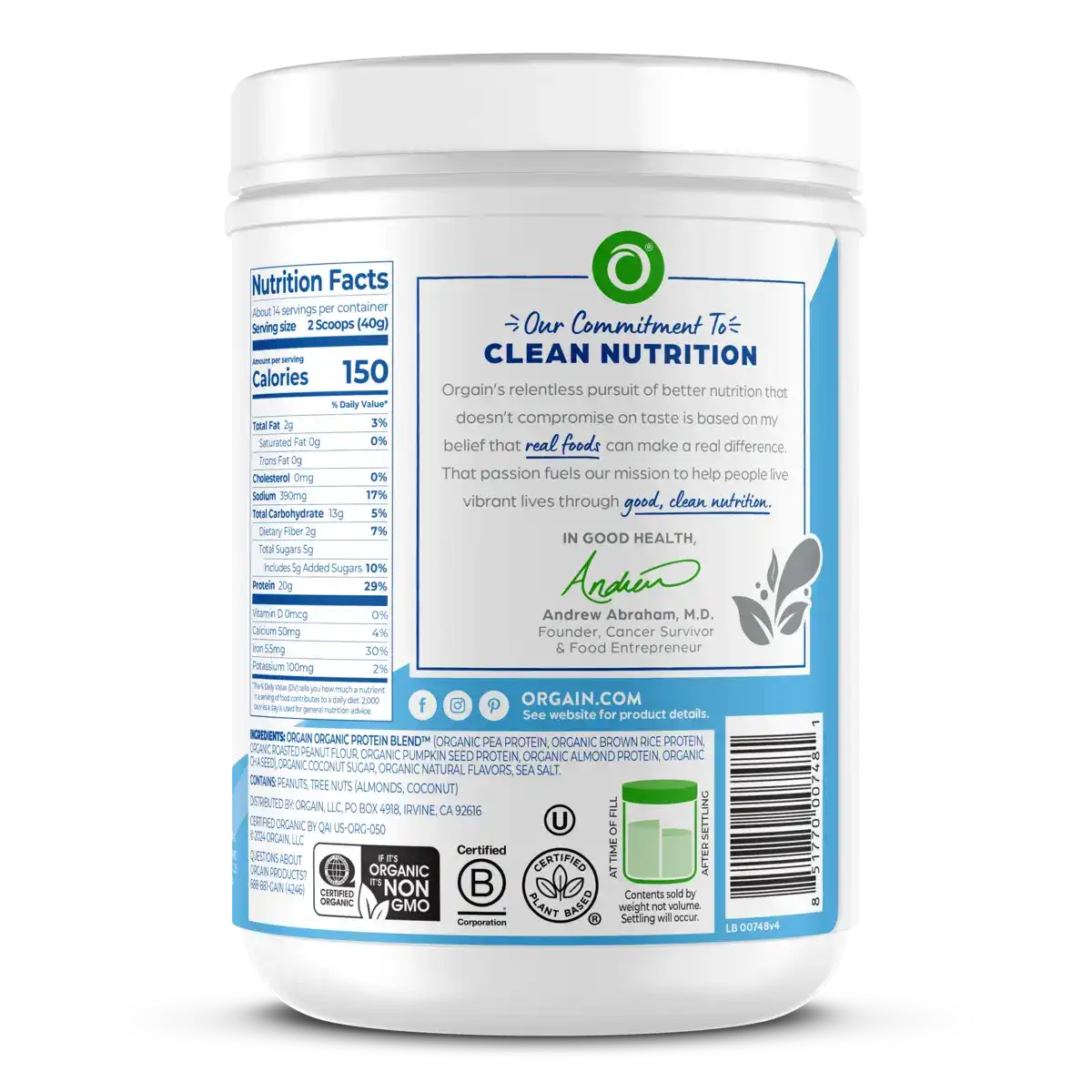 Simple Organic Plant-Based Protein Powder - Creamy Vanilla