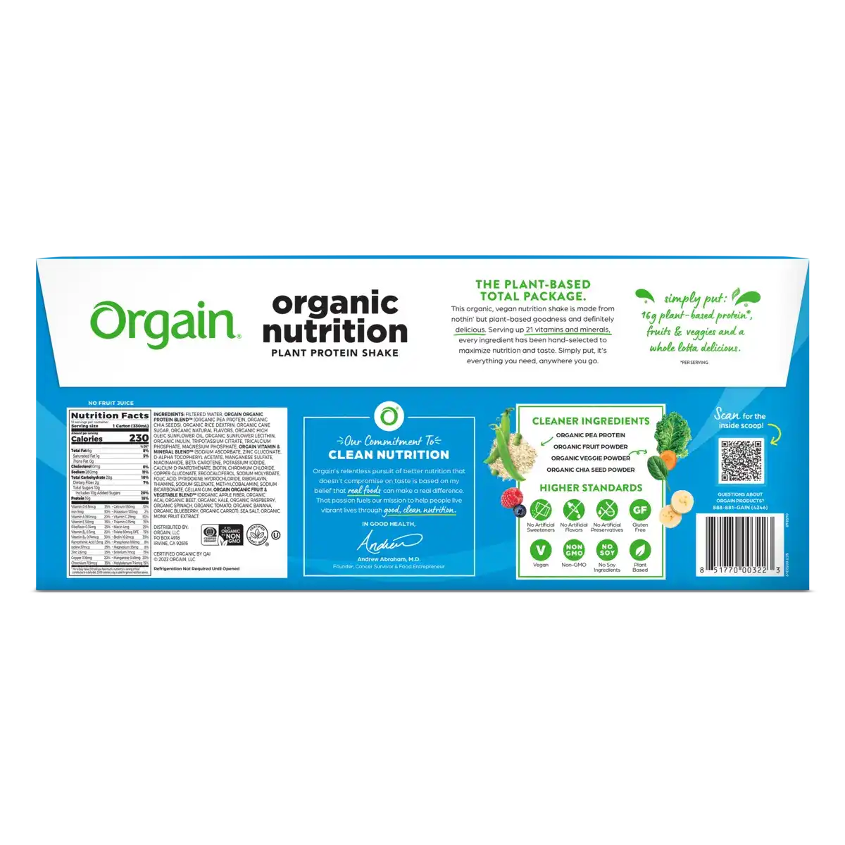 Vegan Organic Nutrition Shake - Vanilla Bean