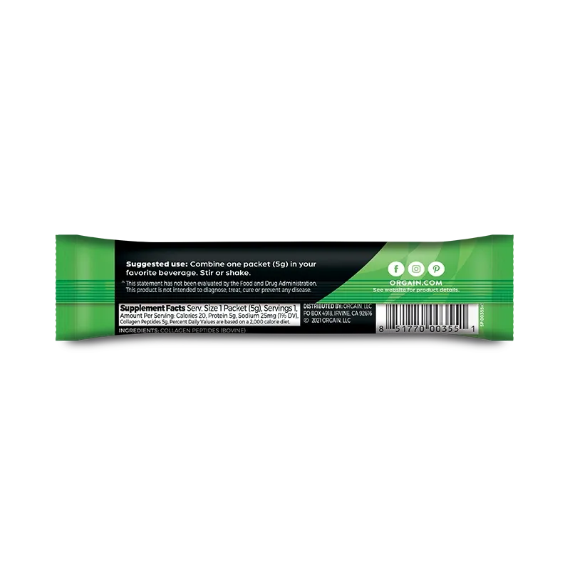 Grass Fed Pasture Raised Collagen Peptides 25 Ct Stick Pack