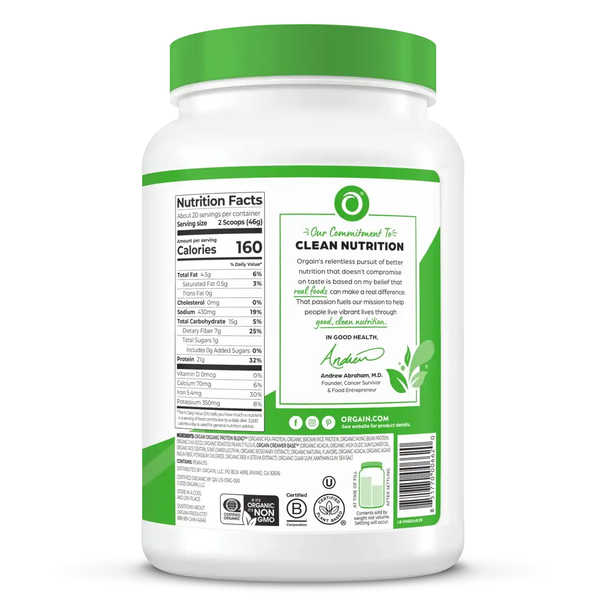 Organic Protein™ Plant Based Protein Powder - Peanut Butter
