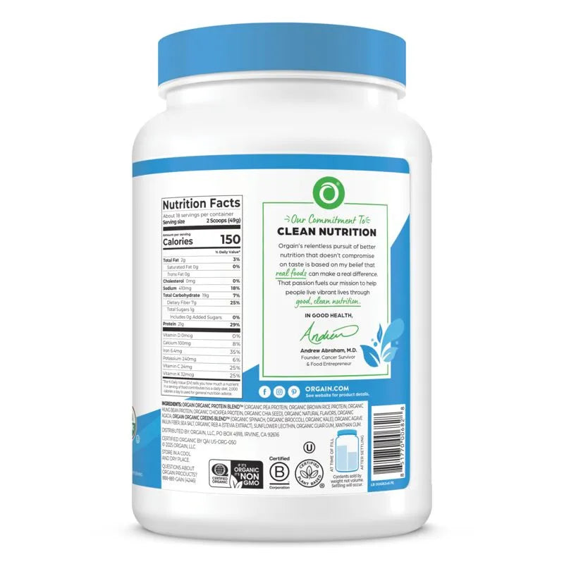 Organic Protein™ & Greens Plant Based Protein Powder - Vanilla Bean