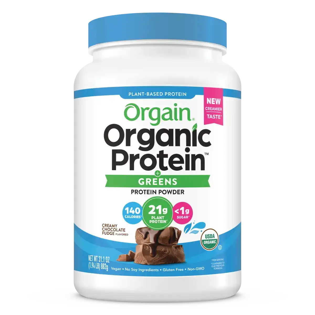 Organic Protein™ & Greens Plant Based Protein Powder - Creamy Chocolate Fudge