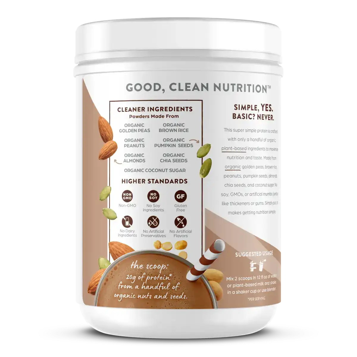 Simple Organic Plant-Based Protein Powder - Creamy Chocolate