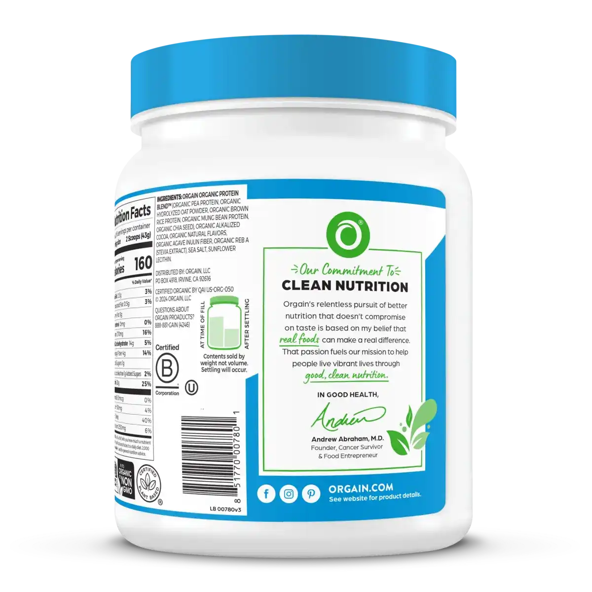 Organic Protein™ + Oatmilk Plant Based Protein Powder - Chocolate